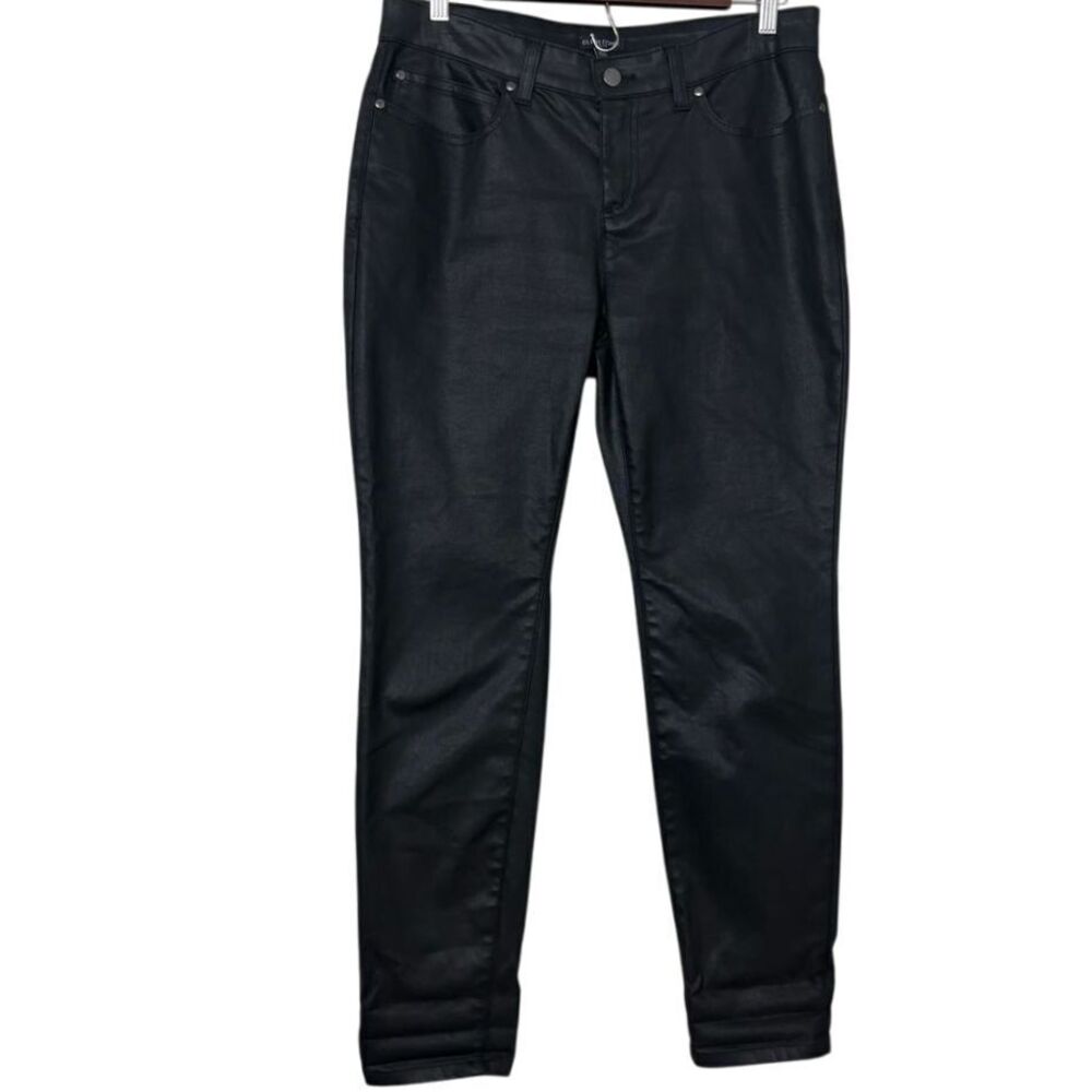 Eileen‎ Fisher Black Skinny Pants Sheen Size 12P Petite Moto Quiet Luxury